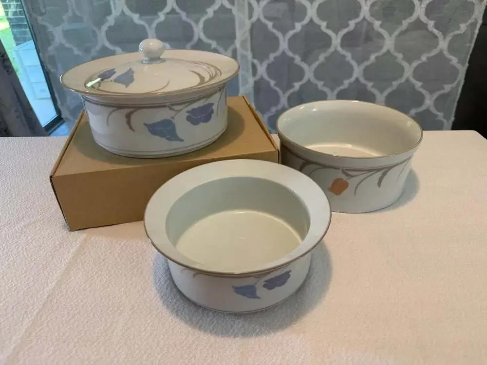 Dansk Tivoli Belles Fleurs 2 Quart Covered Casserole & Serving Bowls Set
